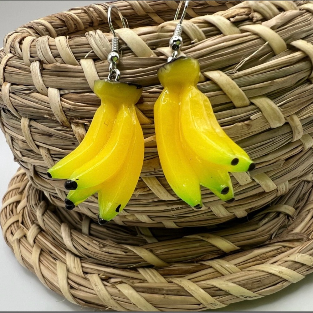 Vibrant Yellow Banana Earrings
